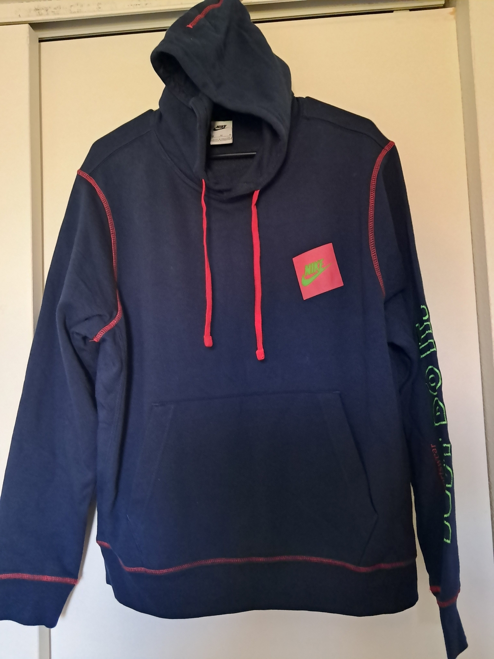 Nike Men’s Navy Hoodie with Neon Accents